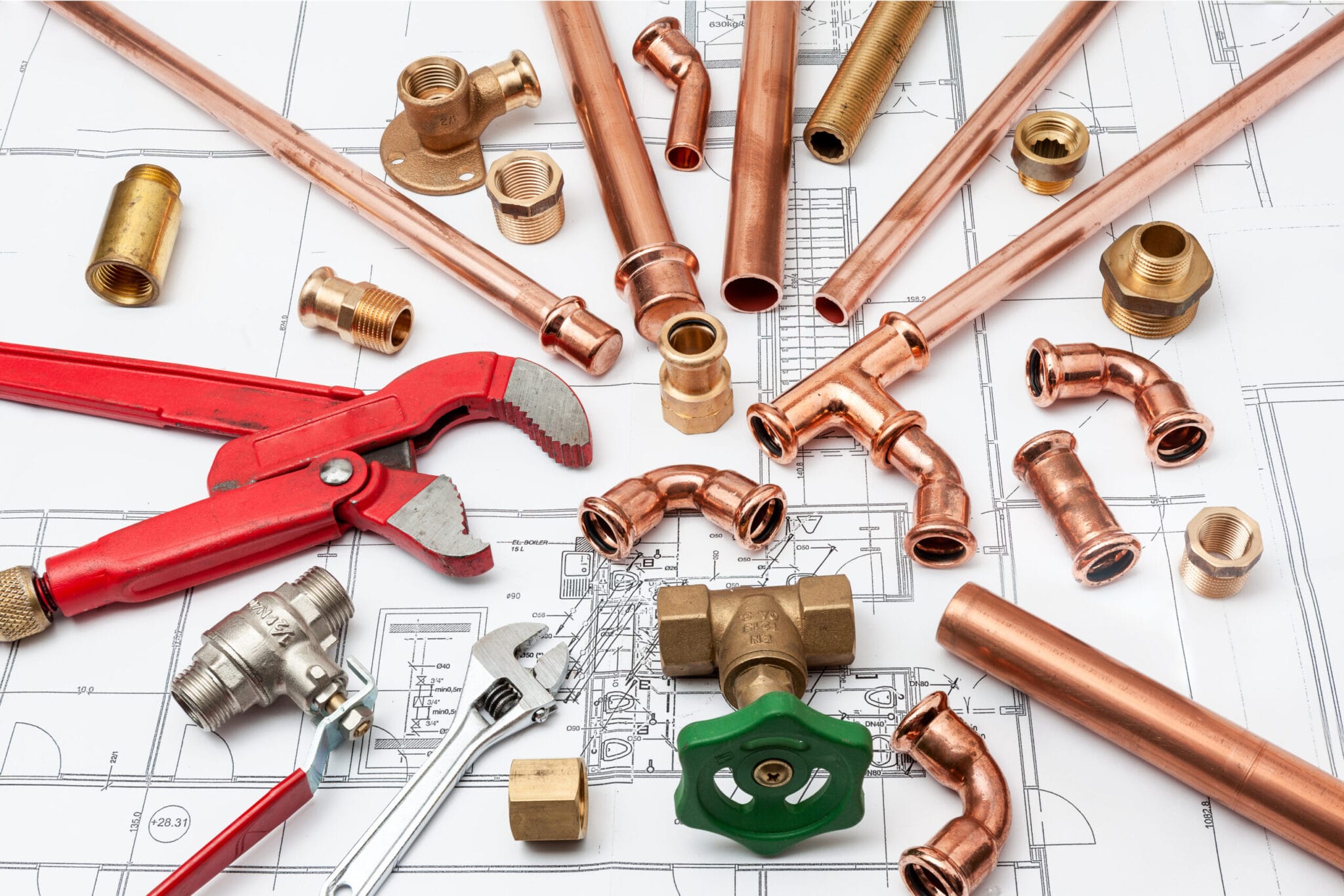 Copper pipe fittings and plumbing parts for Acworth, Georgia repairs